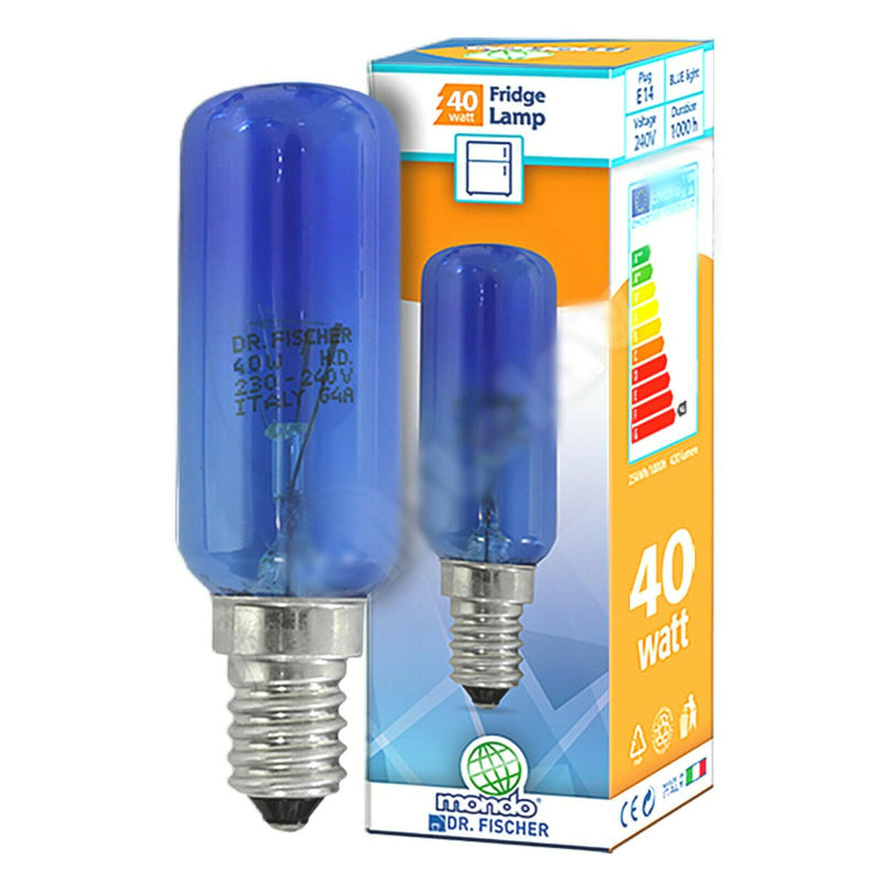 LAMPADA FRIGO 40W E14 230V lampadina frigorifero UNIVERSALE 25mm per 86mm BLU
